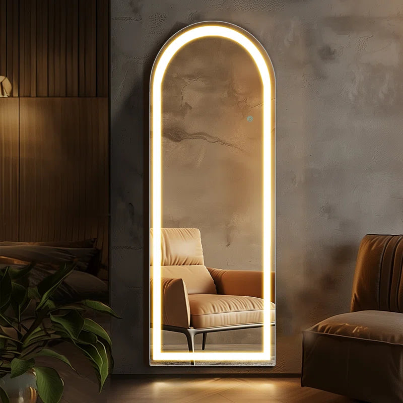 Led Full Body Mirror Arched Wall Mounted Free Standing Leaning