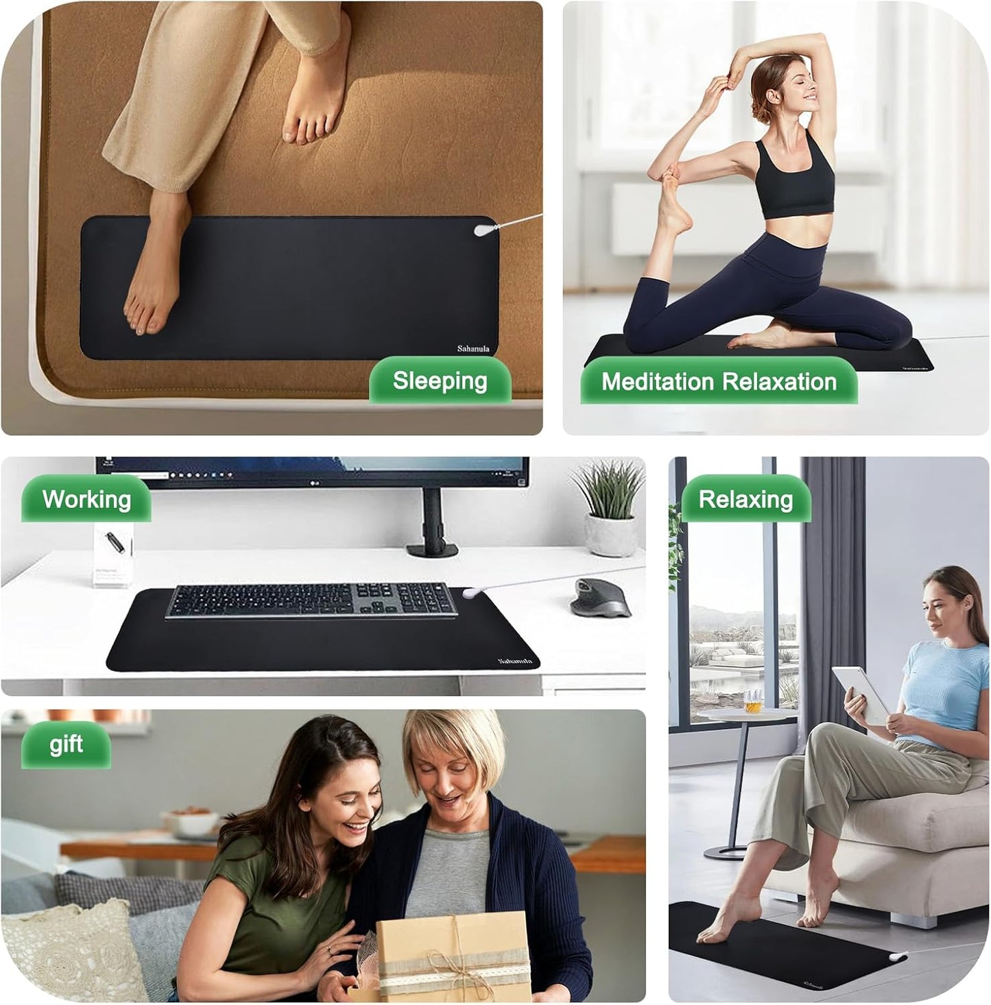 Grounding Mat for Desk & Bed - Non-Slip Earth Grounding Pad, 10"X26.7" Balanced Energy Grounded Therapy for Improved Sleep, Reduced Inflammation, Stress Relief for Office, Home
