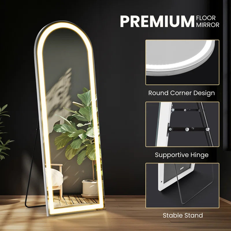 Led Full Body Mirror Arched Wall Mounted Free Standing Leaning
