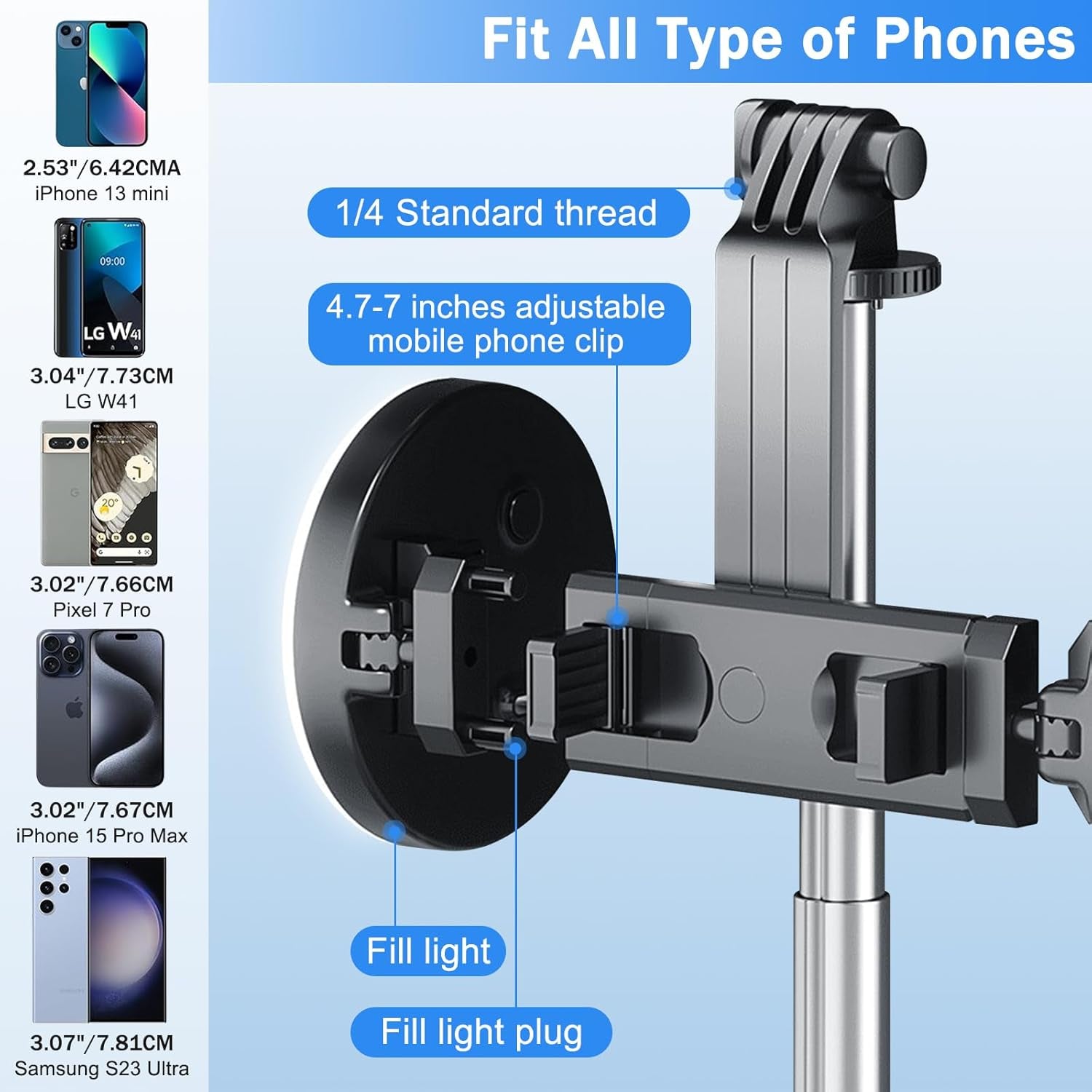 Selfie Stick Tripod with Fill Light, Phone Selfie Stick,Durable Stainless Steel Design,Bluetooth Remote Control,And Stable Three-Legged Support for Live Broadcasts,Video Shooting (Black)