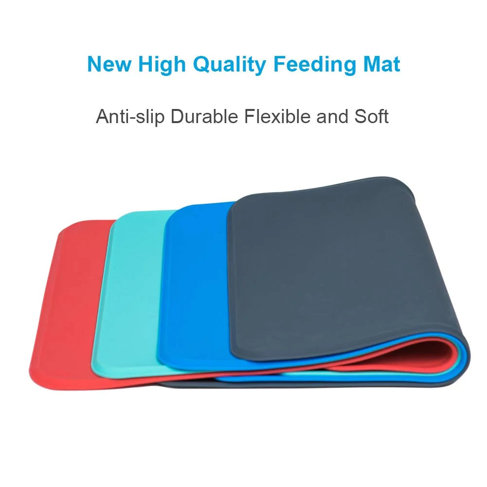 Silicone Waterproof Dog Cat Pet Food Mats Tray -FDA Grade Dog Pet Cat Feeding Mat-Blue
