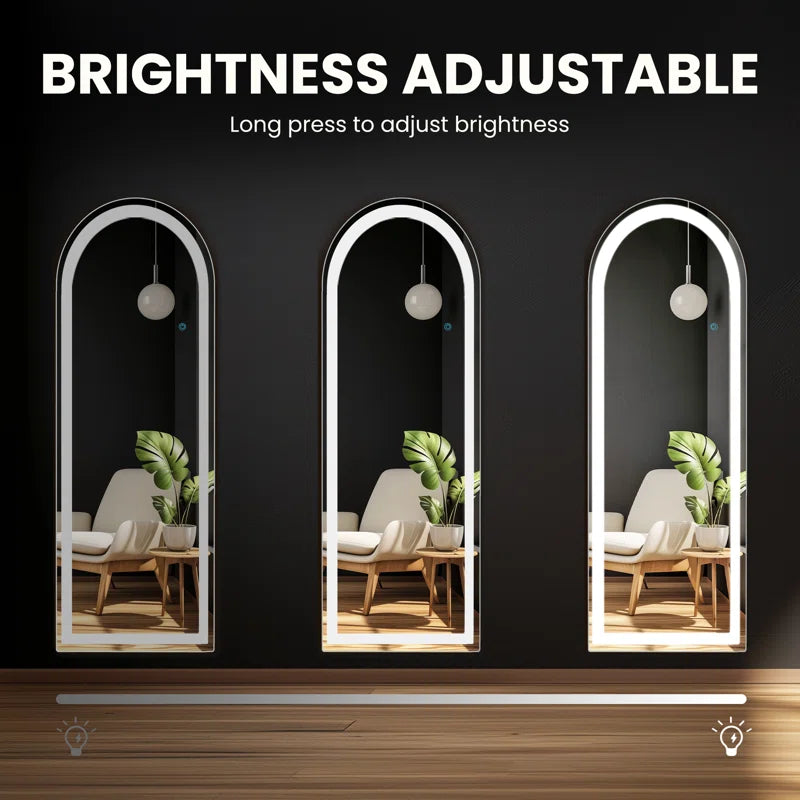 Led Full Body Mirror Arched Wall Mounted Free Standing Leaning