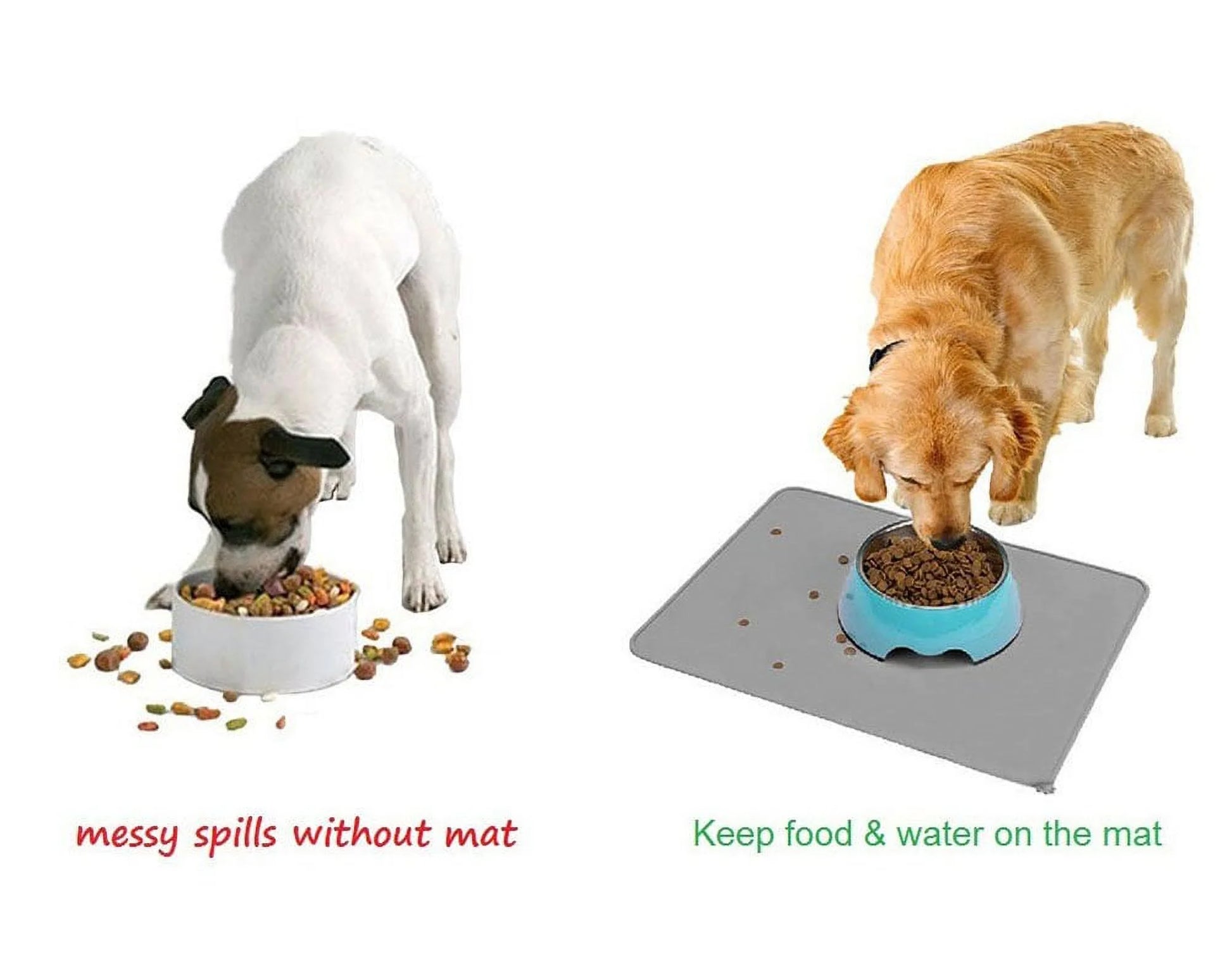 Silicone Waterproof Dog Cat Pet Food Mats Tray -FDA Grade Dog Pet Cat Feeding Mat-Blue