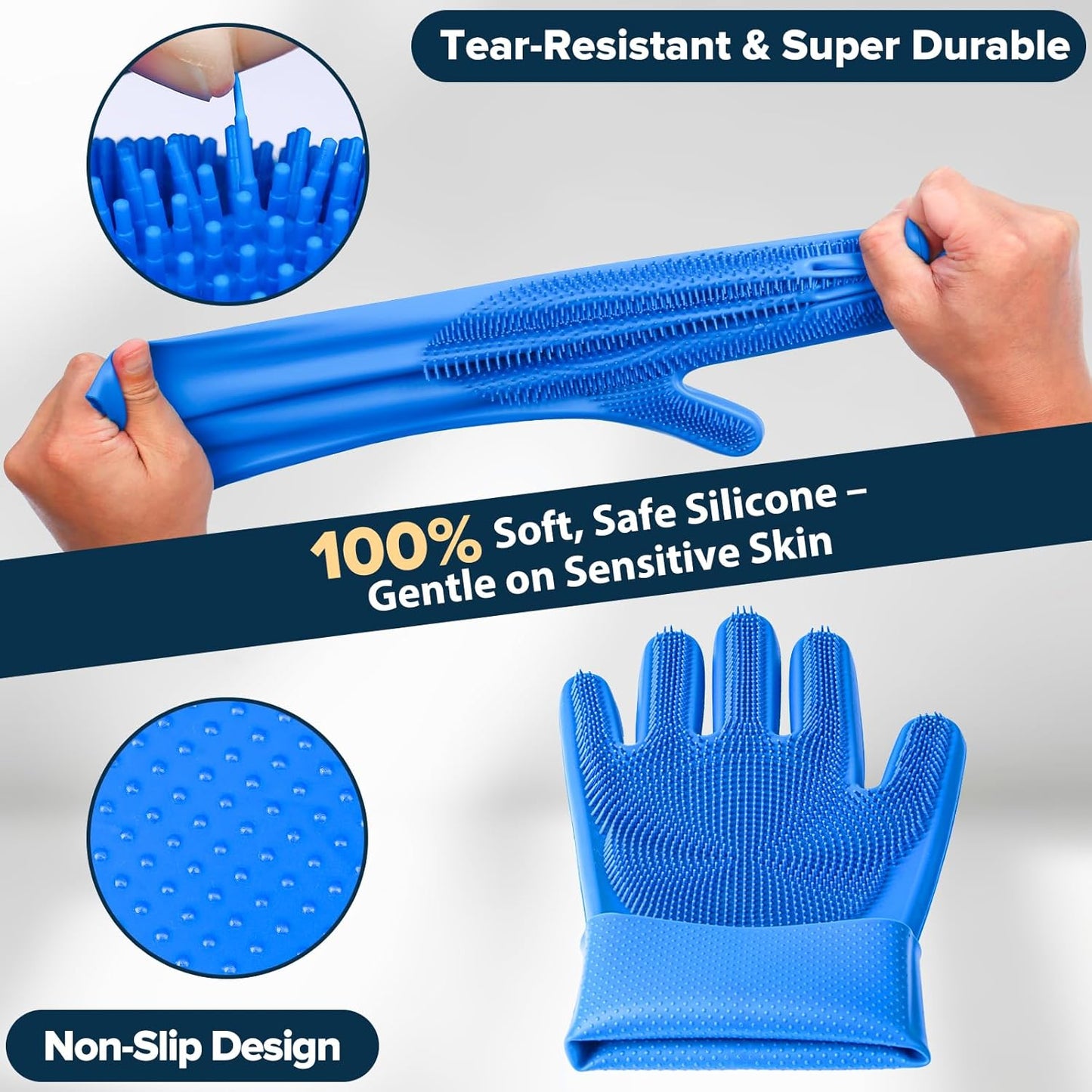 6PCS Pet Grooming Kit | Dog Washing Gloves | Dog Bath Brush | Dog Toothbrush Fin