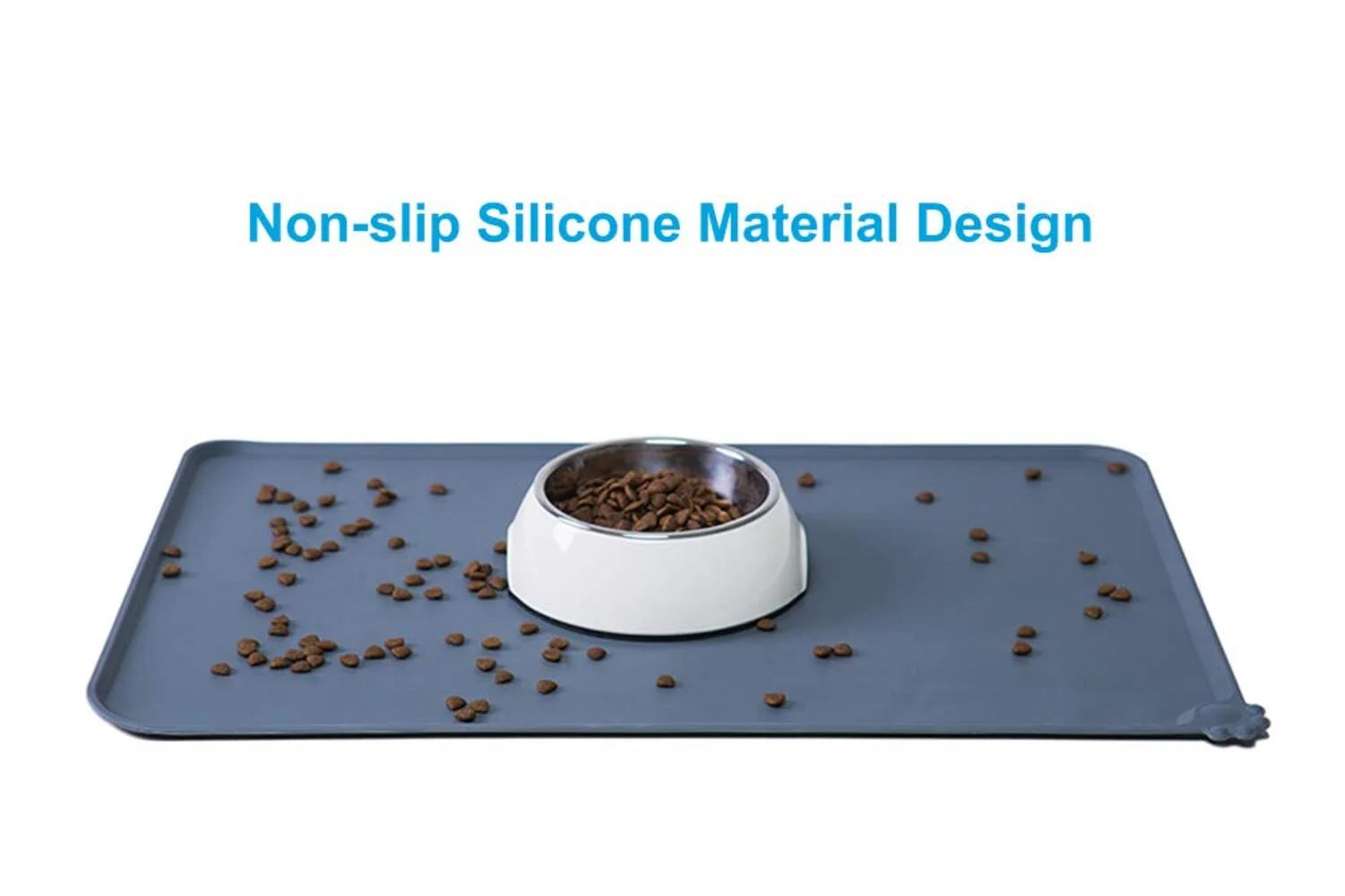 Silicone Waterproof Dog Cat Pet Food Mats Tray -FDA Grade Dog Pet Cat Feeding Mat-Blue