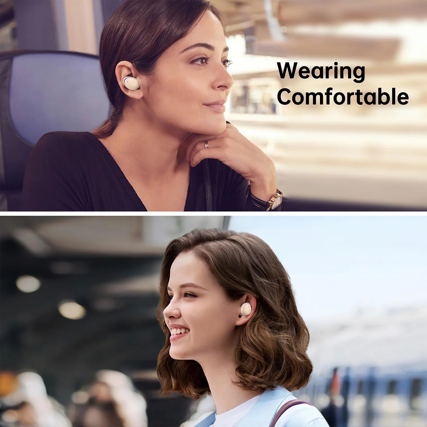 Wireless Earbuds, Bluetooth 5.0 Headphones IPX8 Waterproof, High-Fidelity Stereo Sound Quality, Built-In Mic LED Charging Case & 21 Hours Playtime, for Phones Laptops Gym, Brown
