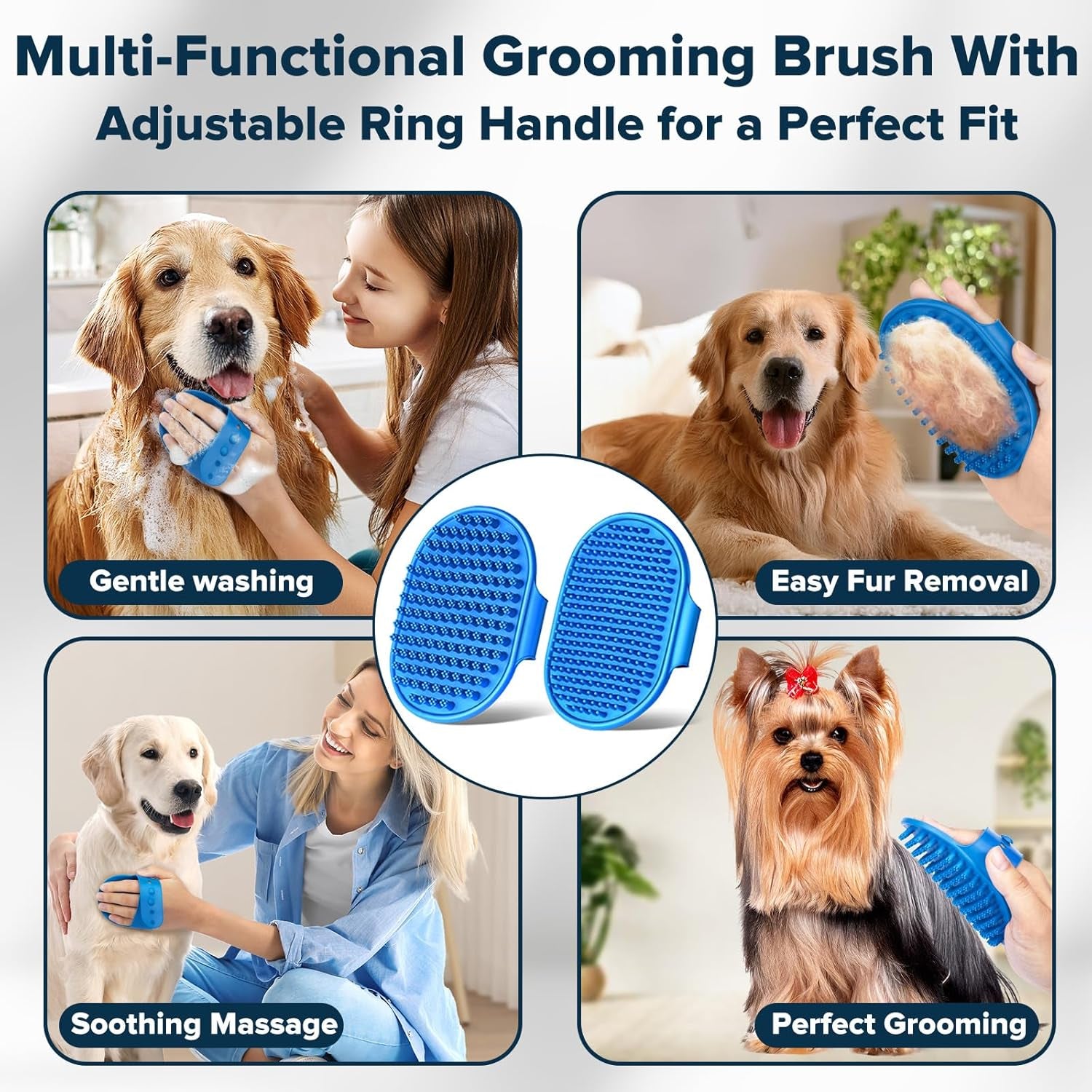 6PCS Pet Grooming Kit | Dog Washing Gloves | Dog Bath Brush | Dog Toothbrush Fin