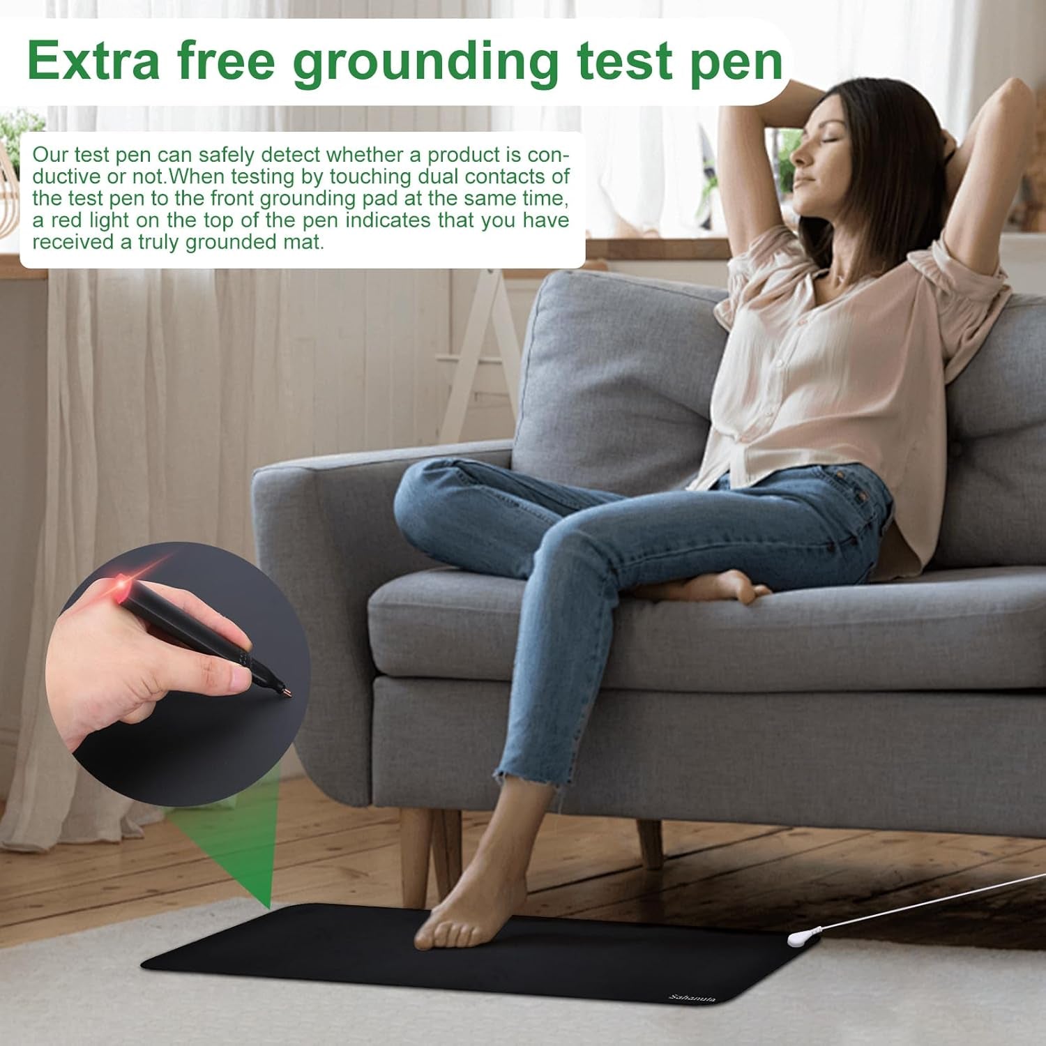 Grounding Mat for Desk & Bed -  Non-Slip Earth Grounding Pad, 10"X26.7" Balanced Energy Grounded Therapy for Improved Sleep, Reduced Inflammation, Stress Relief for Office, Home