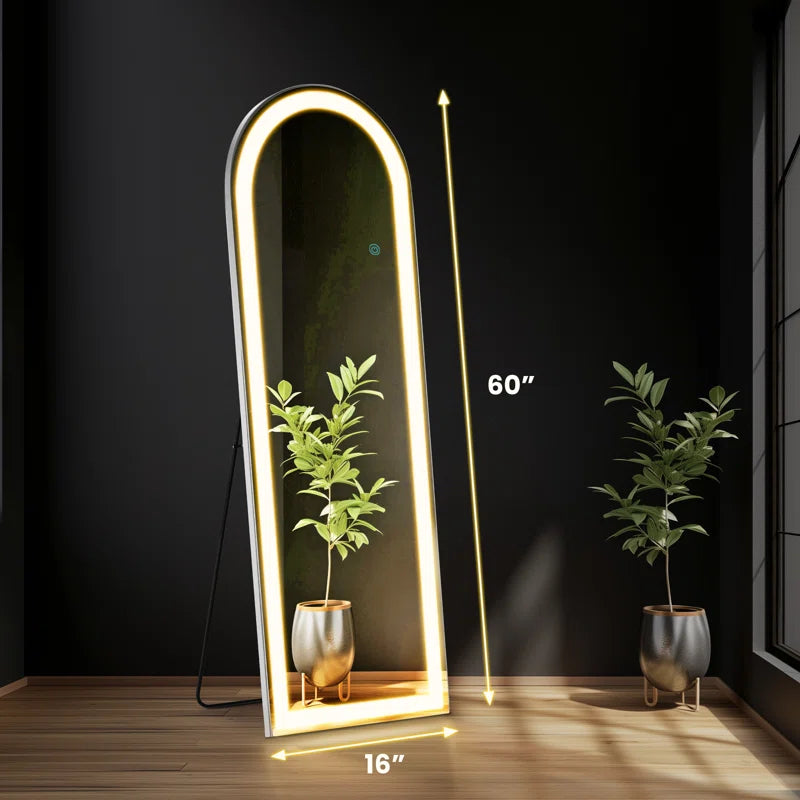 Led Full Body Mirror Arched Wall Mounted Free Standing Leaning