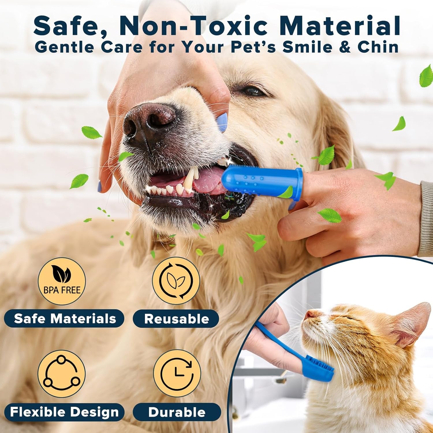 6PCS Pet Grooming Kit | Dog Washing Gloves | Dog Bath Brush | Dog Toothbrush Fin