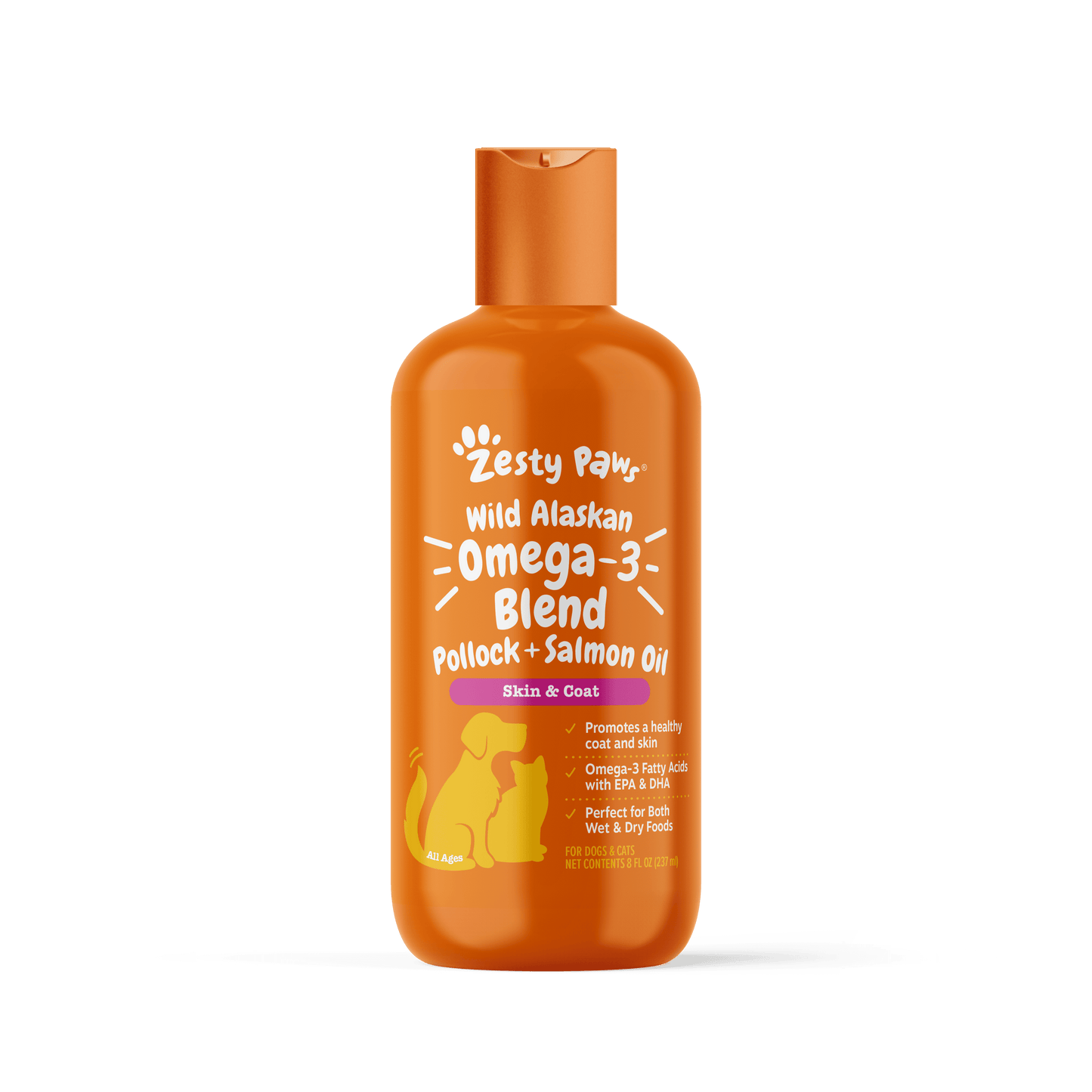 Wild Alaskan Omega-3 Blend Pollock + Salmon Oil for Dogs & Cats, to Promote Soft Skin & Shiny Coat, 8Oz