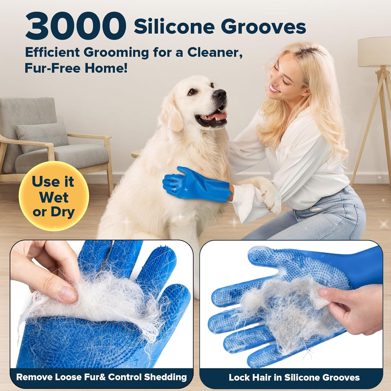 6PCS Pet Grooming Kit | Dog Washing Gloves | Dog Bath Brush | Dog Toothbrush Fin
