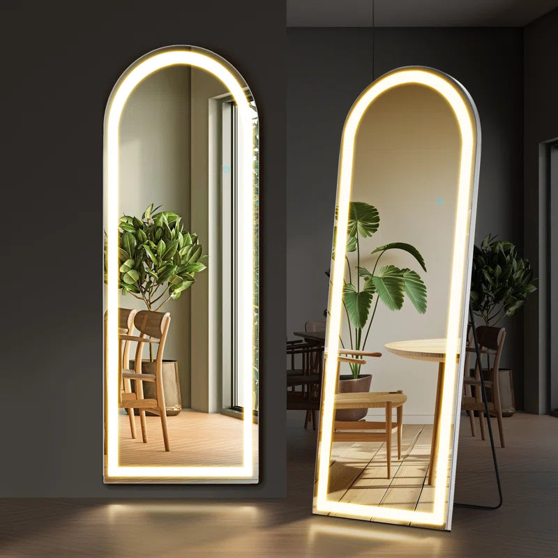 Led Full Body Mirror Arched Wall Mounted Free Standing Leaning
