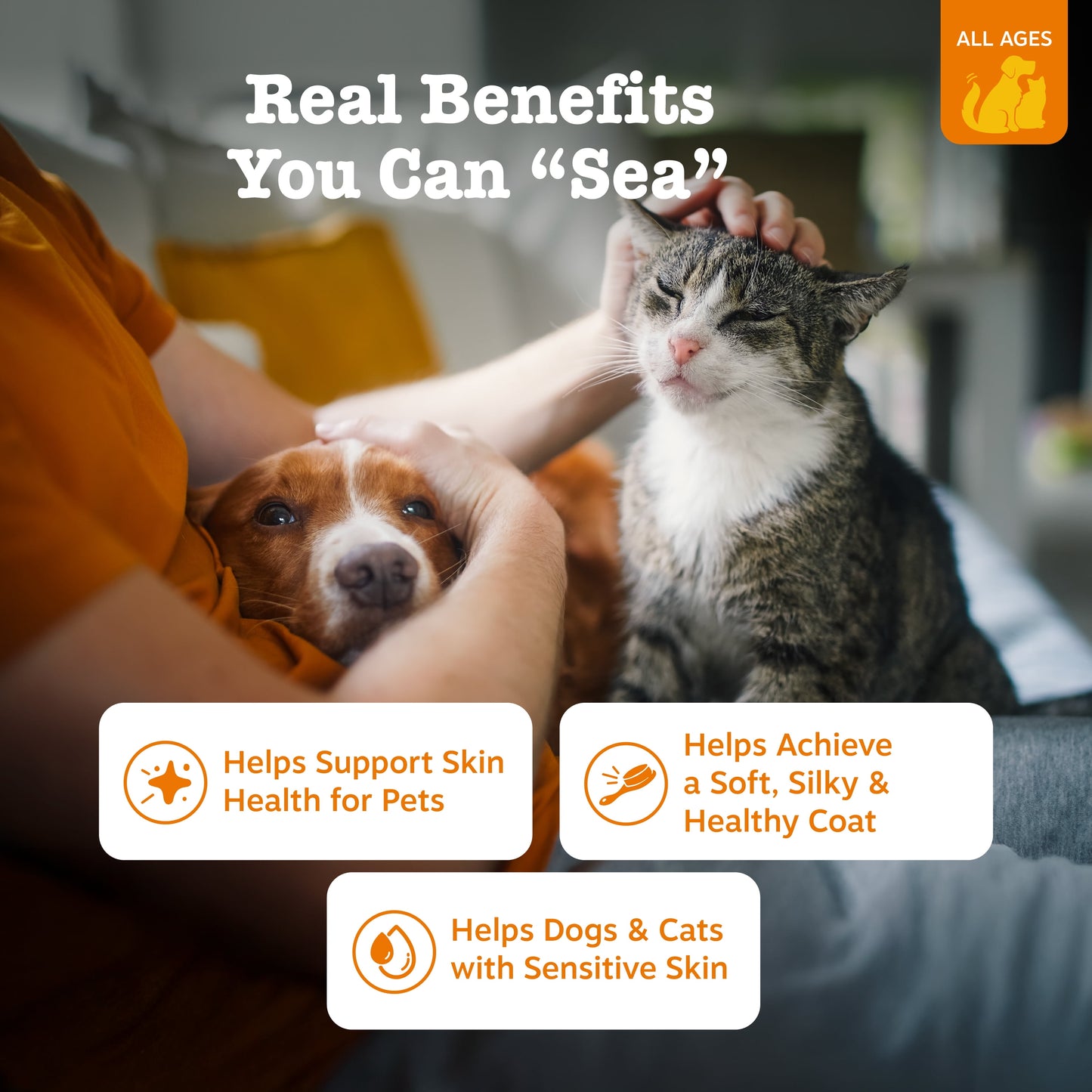 Wild Alaskan Omega-3 Blend Pollock + Salmon Oil for Dogs & Cats, to Promote Soft Skin & Shiny Coat, 8Oz