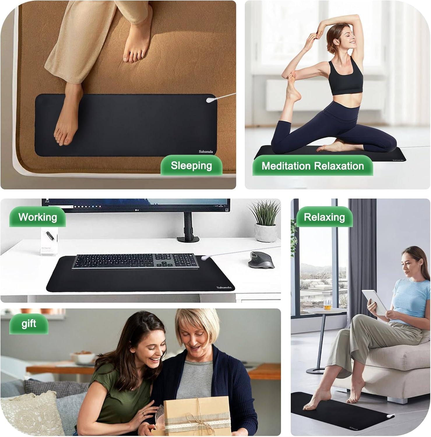 Grounding Mat for Desk & Bed -  Non-Slip Earth Grounding Pad, 10"X26.7" Balanced Energy Grounded Therapy for Improved Sleep, Reduced Inflammation, Stress Relief for Office, Home