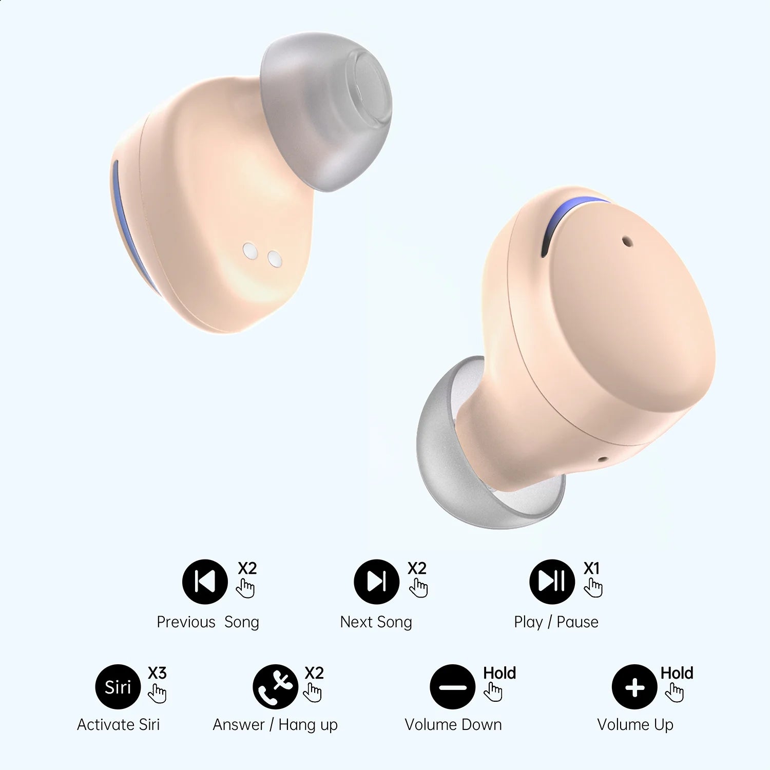 Wireless Earbuds, Bluetooth 5.0 Headphones IPX8 Waterproof, High-Fidelity Stereo Sound Quality, Built-In Mic LED Charging Case & 21 Hours Playtime, for Phones Laptops Gym, Brown
