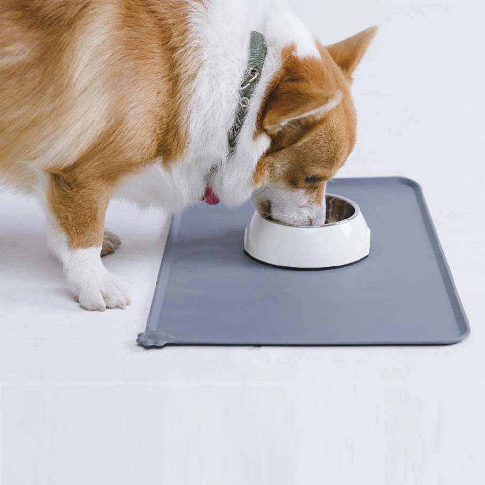 Silicone Waterproof Dog Cat Pet Food Mats Tray -FDA Grade Dog Pet Cat Feeding Mat-Blue